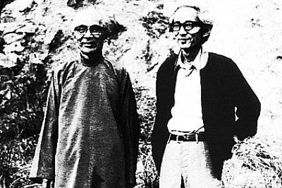 朱西宁(右)和晚年的胡兰成 (资料照片)